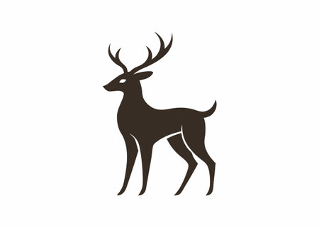 Minimalist Deer logo design symbol template on white backgroundのイラスト素材