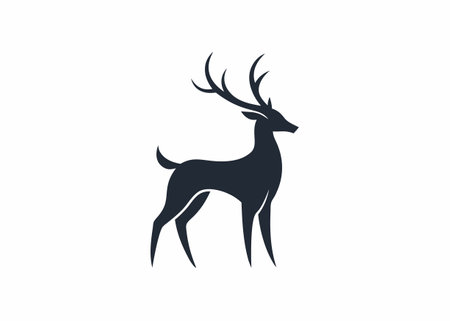 Minimalist Deer logo design symbol template on white backgroundのイラスト素材