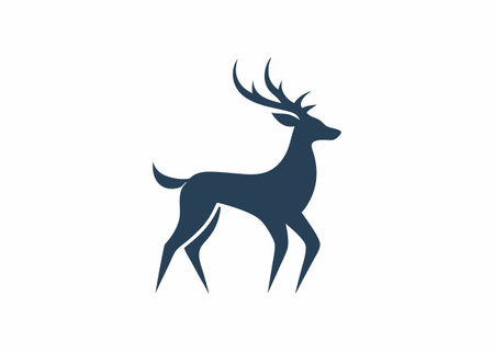 Minimalist Deer logo design symbol template on white backgroundのイラスト素材