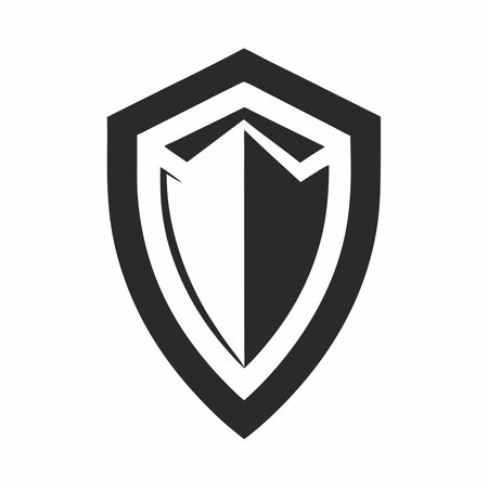 Minimalist Shield logo design symbol template on white backgroundのイラスト素材