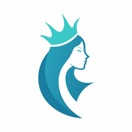 Minimalist women with crown logo design symbol template on white backgroundのイラスト素材