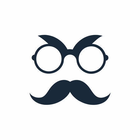 Minimalist glasses and mustache logo design symbol template on white backgroundのイラスト素材