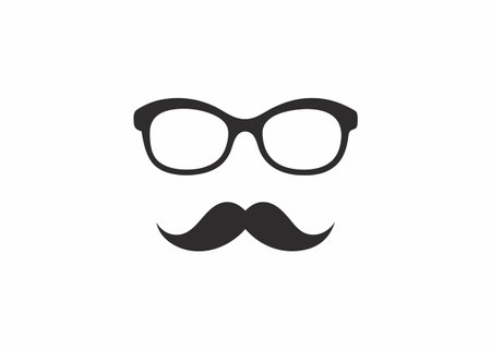 Minimalist glasses and mustache logo design symbol template on white backgroundのイラスト素材