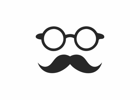 Minimalist glasses and mustache logo design symbol template on white backgroundのイラスト素材
