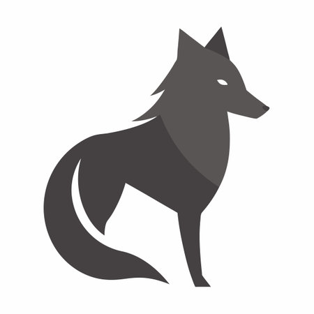 Minimalist Grey Wolf logo design symbol template on white backgroundのイラスト素材