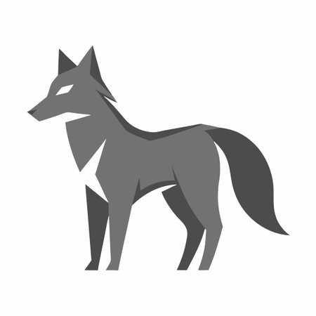 Minimalist Grey Wolf logo design symbol template on white backgroundのイラスト素材