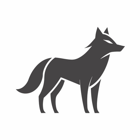 Minimalist Grey Wolf logo design symbol template on white backgroundのイラスト素材