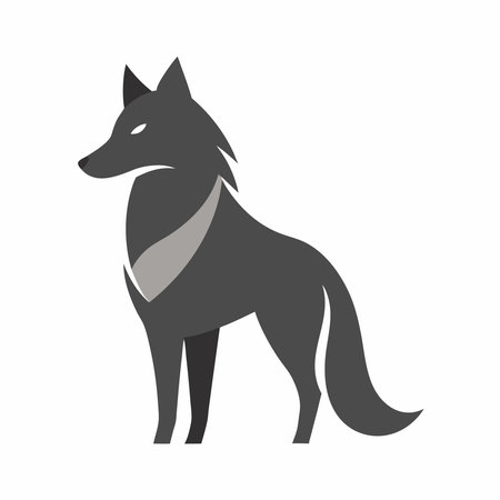 Minimalist Grey Wolf logo design symbol template on white backgroundのイラスト素材