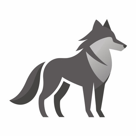 Minimalist Grey Wolf logo design symbol template on white backgroundのイラスト素材