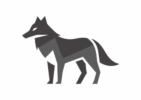Minimalist Grey Wolf logo design symbol template on white backgroundのイラスト素材