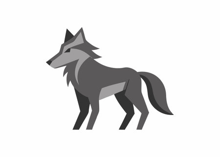 Minimalist Grey Wolf logo design symbol template on white backgroundのイラスト素材