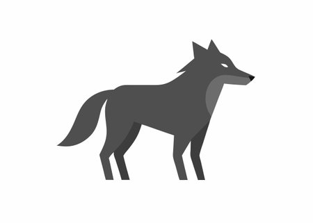 Minimalist Grey Wolf logo design symbol template on white backgroundのイラスト素材