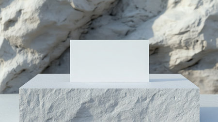 Blank white business card mockuple podium. 3d renderingの写真素材