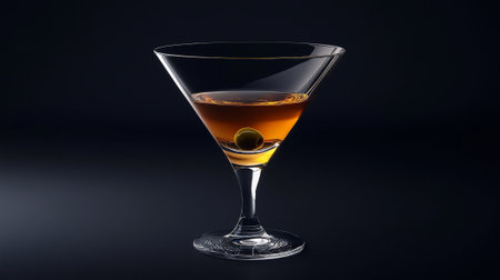 Cocktail in a martini glass on a black background.の写真素材