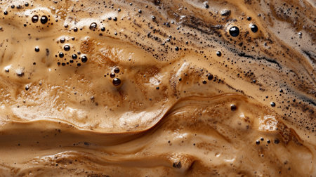 Coffee with foam as background, top view. Coffee texture