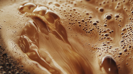 Coffee foam with bubbles, close-up. Abstract background.