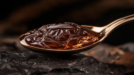 Spoon on a wooden background.の写真素材