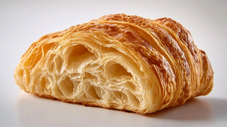 Croissant on a white background, close-up, selective focus