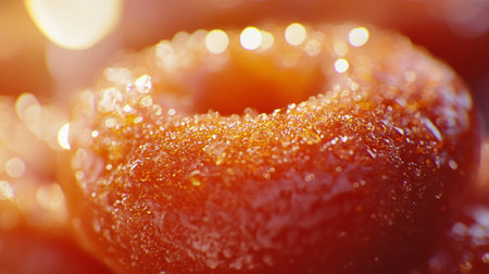 Macro shot of a candied cherry. Shallow depth of field.の写真素材