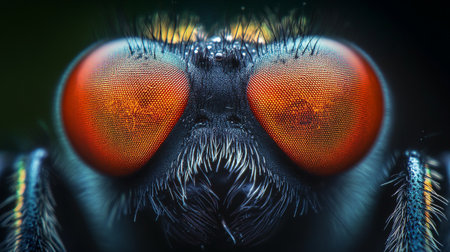 Macro shot of a fly's eyes. Close-up.の写真素材