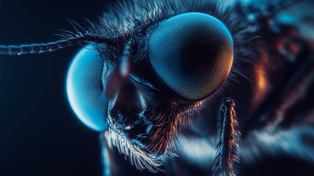 Macro shot of a fly in the dark, 3D illustration