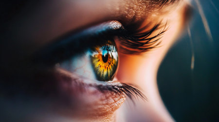 Close-up view of beautiful woman's eye. Macro shot.