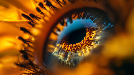 Extreme close up of a sunflower with a yellow centerの写真素材