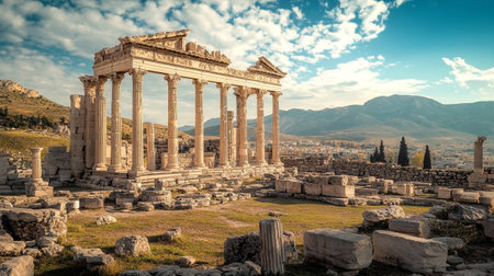 Ruins of the Temple of Apollo at the ancient city of Side, Turkeyの写真素材