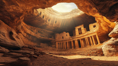 Ruins of the ancient city of Petra in Jordan. Petra is one of the New Seven Wonders of the World.の写真素材