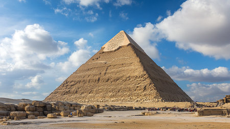 The Great Pyramid of Khafre and the Pyramid of Khafre in Giza, Egyptの写真素材