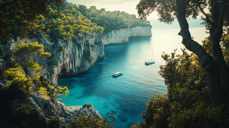 Capri island in the Mediterranean sea, Italy. Beautiful summer landscape.の写真素材