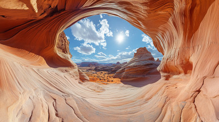 Arches National Park, Utah, United States. Unusual colorful sandstone formations in deserts of Utah are popular destination for hikers.の写真素材