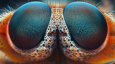 Extreme close up of a fly's eye. 3D illustration.