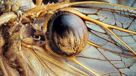 Macro shot of the eye of a dragonfly. Close-up