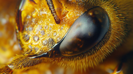 Close-up of bee's eye. Macro image of bee's eye.の写真素材