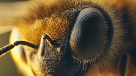 Close up of a bee's head. Shallow depth of field.