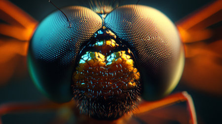 Macro shot of a dragonfly's eye. Macro photography of a dragonfly.の写真素材
