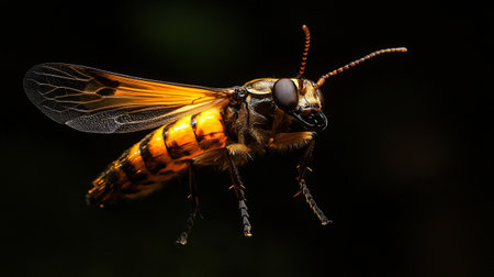 Image of a bee on black background. Insect Animal. Insect.