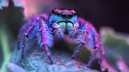 jumping spider macro close up in nature. super macro jumping spiderの写真素材