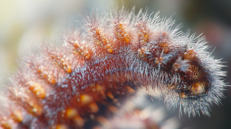 Close up of a brown caterpillar