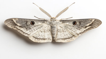 Beautiful moth isolated on a white background. Close-up.