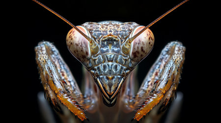 closeup of mantis head