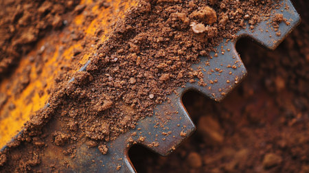 Coffee ground in the form of a gear. Macro.