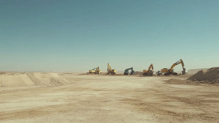 Excavator working in the sand quarry. Heavy duty construction equipment.の写真素材