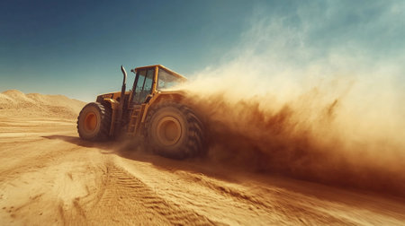 Tractor on the sand. 3d rendering, 3d illustration.の写真素材