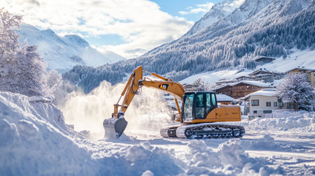 Winter in the swiss alps, Switzerland, with snowplow