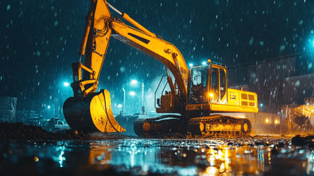 Large tracked excavator at a construction site.の写真素材