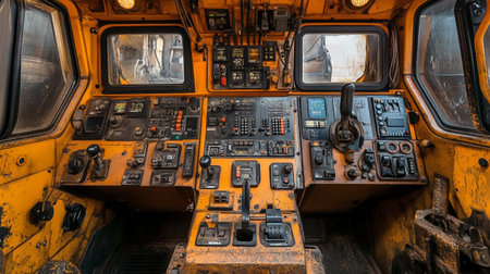 Excavators working at a construction site in San Francisco, Californiaの写真素材