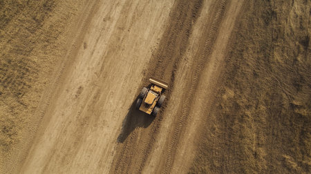 Dump truck in a quarry, mining industry. Industrial background.