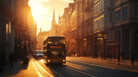 Street view of Old Town in Prague, Czech Republic. Sunset.の写真素材